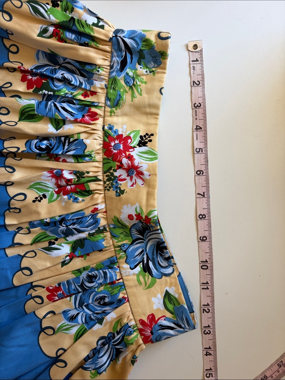 Lindy Bop Blue & Cream Floral A-Line Skirt vintage style size US 6 BNWT - Picture 7 of 13